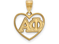 Logoart Sterling Silver Gp Alpha Phi Heart Pendant