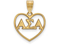 Logoart Sterling Silver Gp Alpha Sigma Alpha Heart Pendant
