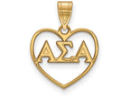 Logoart Sterling Silver Gp Alpha Sigma Alpha Heart Pendant