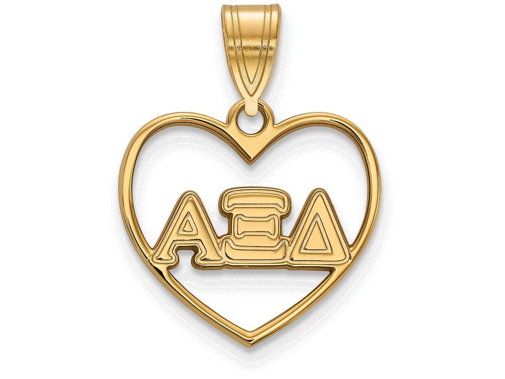 Logoart Sterling Silver Gp Alpha Xi Delta Heart Pendant