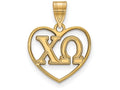 Logoart Sterling Silver Gp Chi Omega Heart Pendant