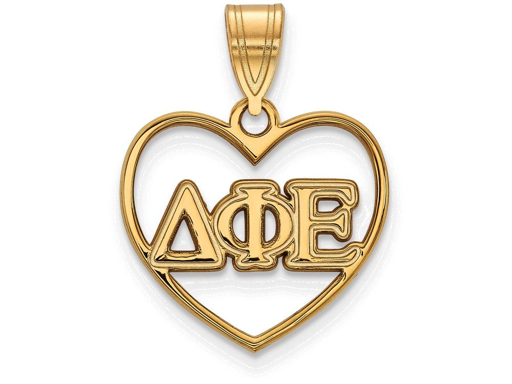 Logoart Sterling Silver Gp Delta Phi Epsilon Heart Pendant