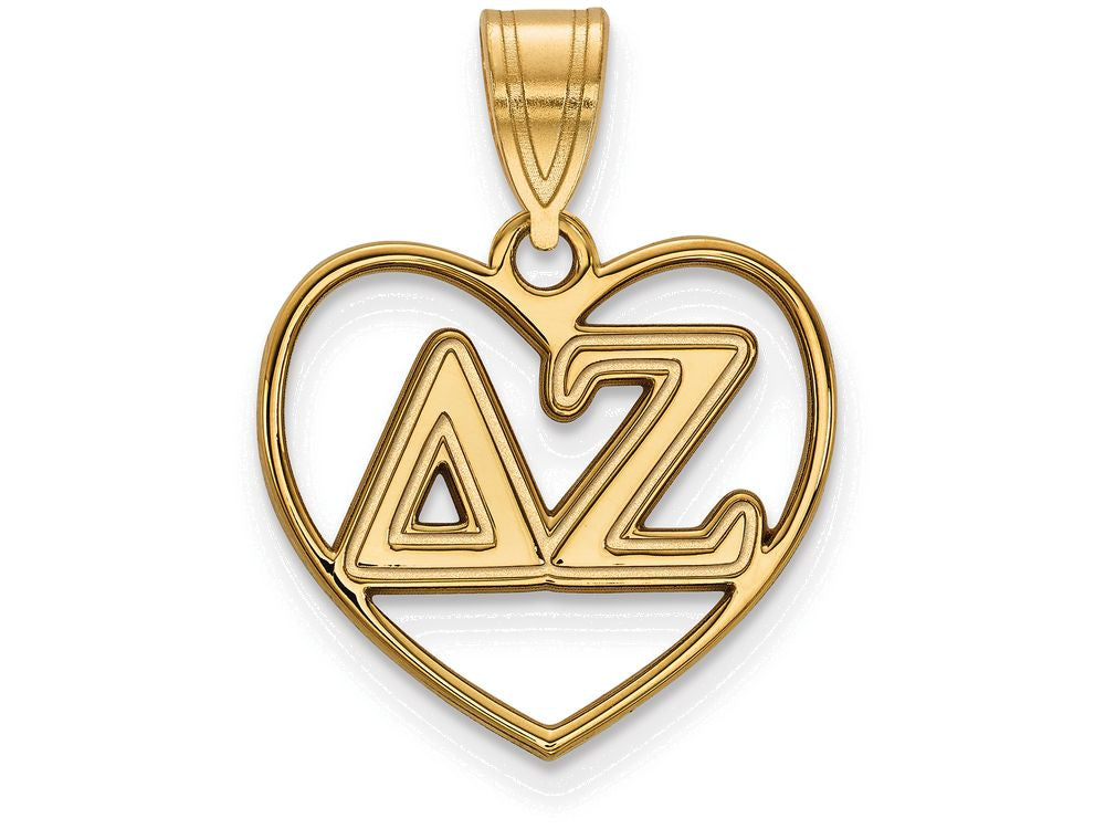 Logoart Sterling Silver Gp Delta Zeta Heart Pendant