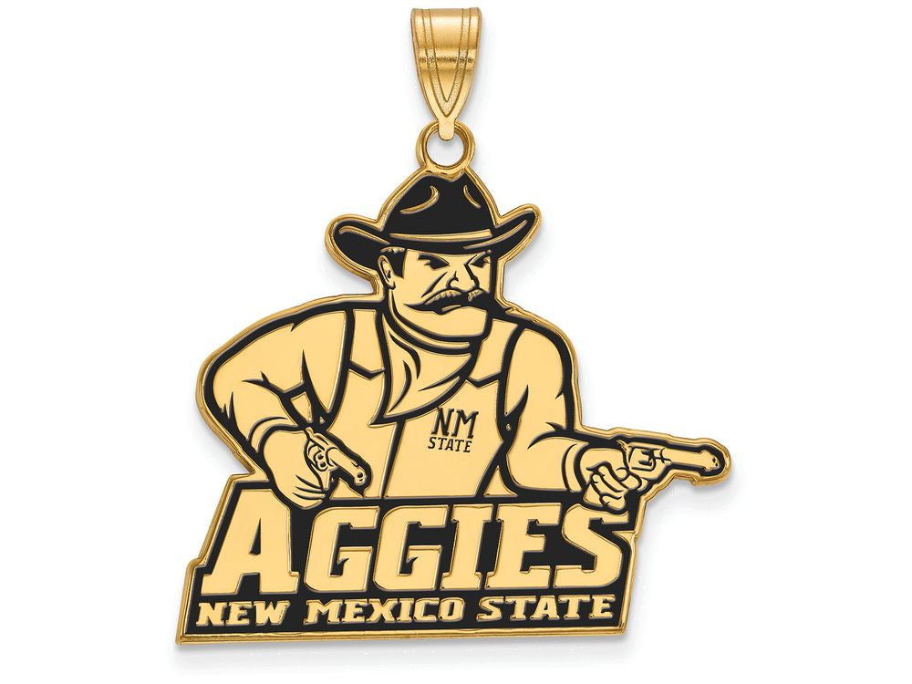 Logoart Sterling Silver Gp New Mexico State University Extra Large  Enamel Pendant