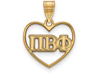 Logoart Sterling Silver Gp Pi Beta Phi Heart Pendant
