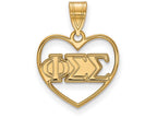 Logoart Sterling Silver Gp Phi Sigma Sigma Heart Pendant