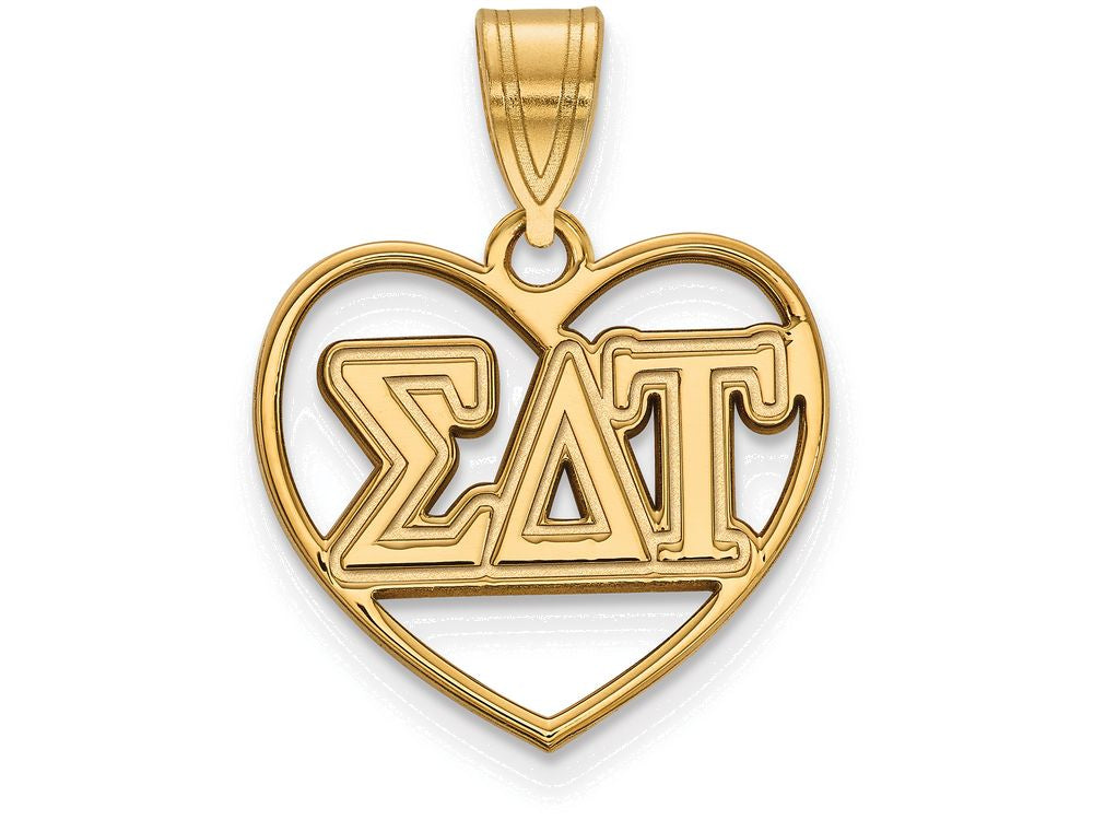 Logoart Sterling Silver Gp Sigma Delta Tau Heart Pendant