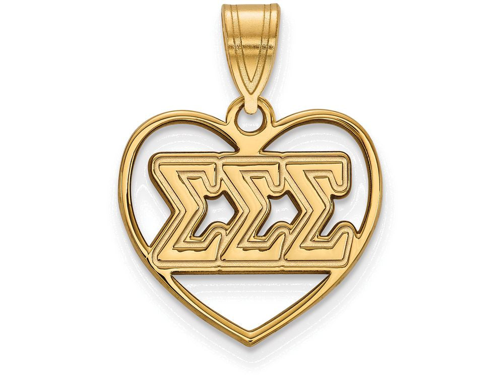 Logoart Sterling Silver Gp Sigma Sigma Sigma Heart Pendant