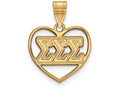 Logoart Sterling Silver Gp Sigma Sigma Sigma Heart Pendant