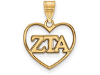 Logoart Sterling Silver Gp Zeta Tau Alpha Heart Pendant