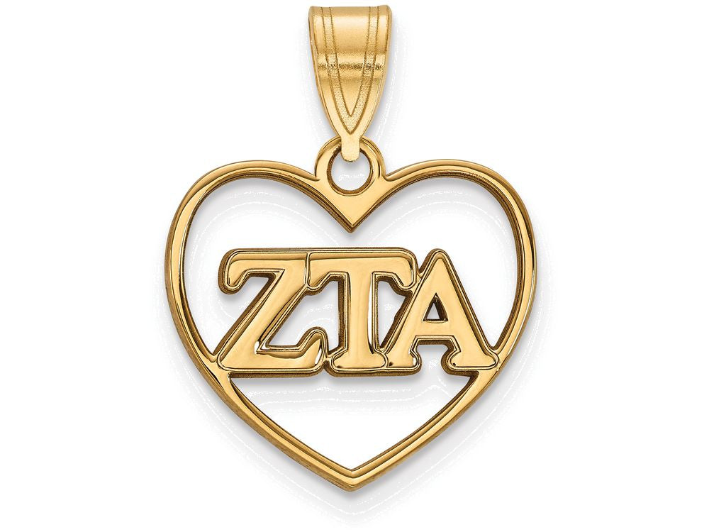 Logoart Sterling Silver Gp Zeta Tau Alpha Heart Pendant
