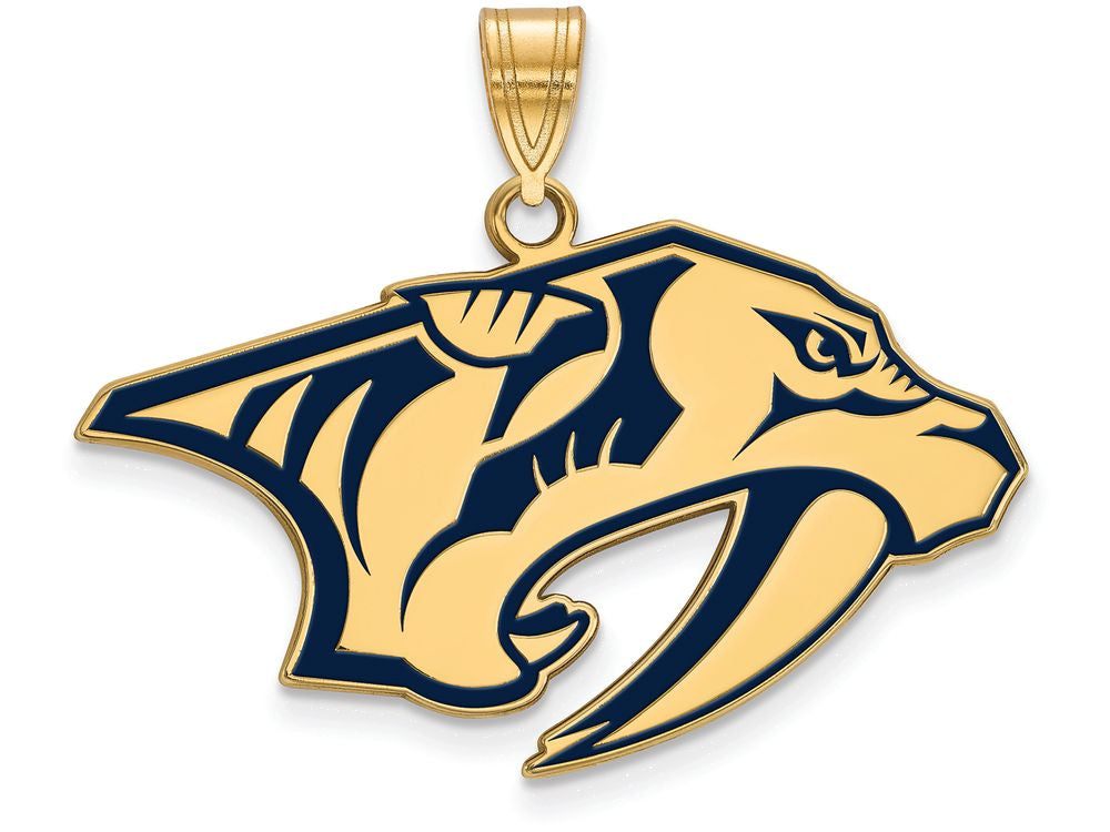 Sterling Silver Gp Nhl Logoart Nashville Predators Large Enamel Pendant