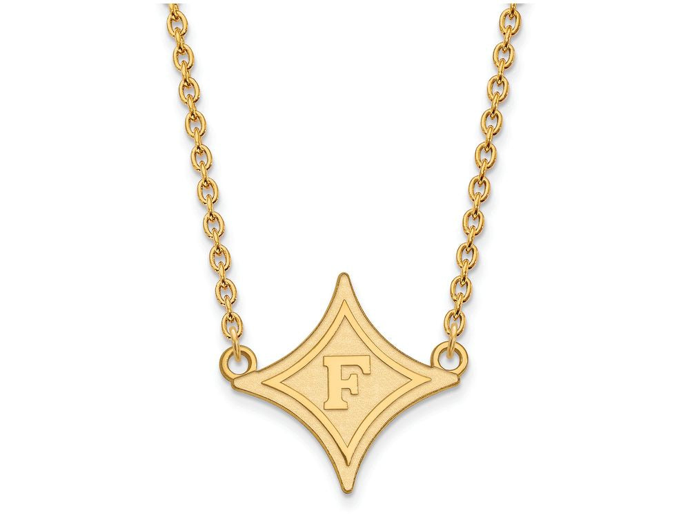 Logoart Sterling Silver Gp Furman University Large Pendant Necklace