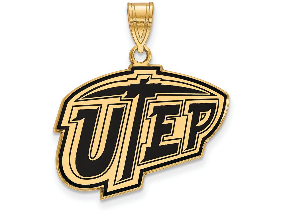 Logoart Sterling Silver Gp The U Of Texas At El Paso Large Enamel Pendant