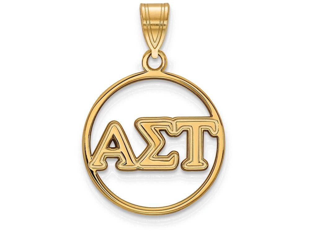 Logoart Sterling Silver Gp Alpha Sigma Tau Medium Circle Pendant
