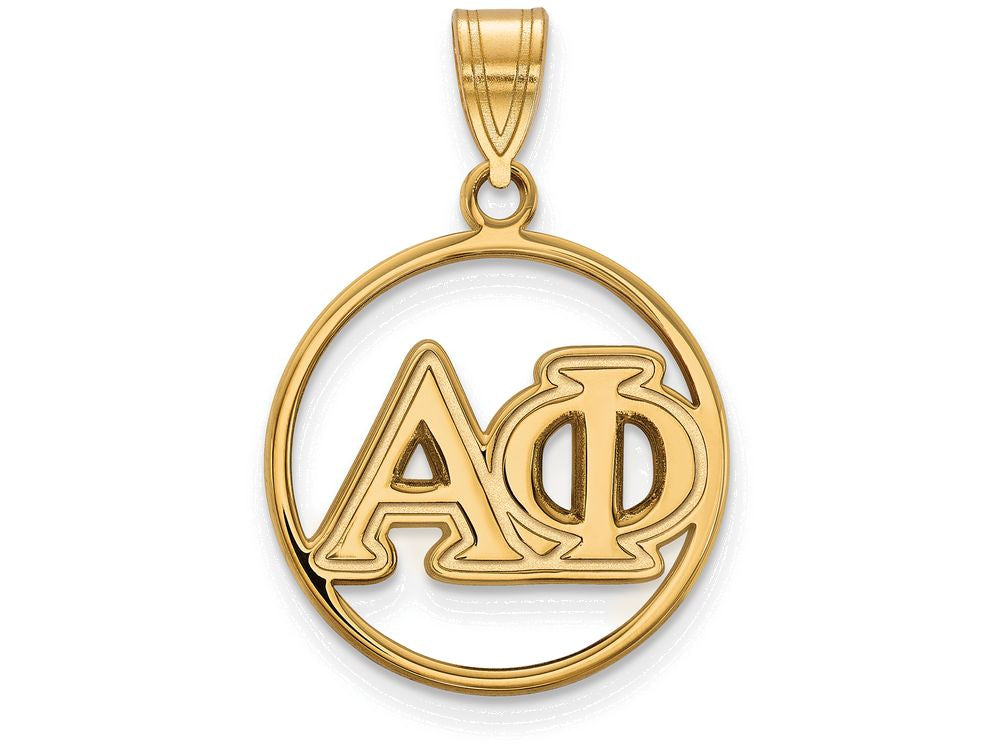 Logoart Sterling Silver Gp Alpha Phi Medium Circle Pendant