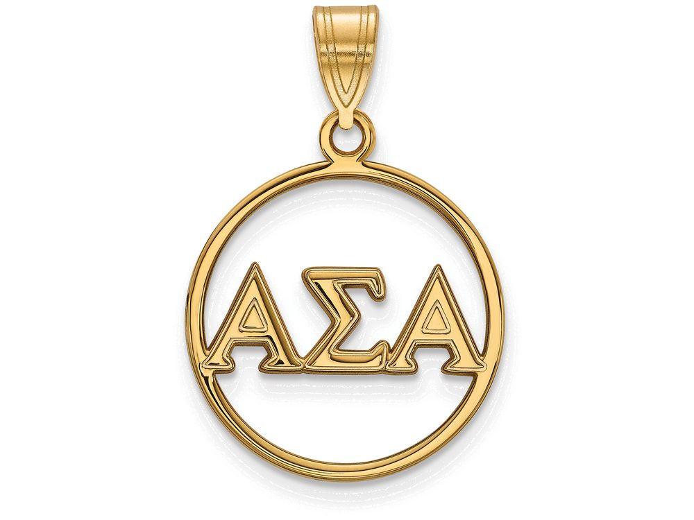 Logoart Sterling Silver Gp Alpha Sigma Alpha Small Circle Pendant