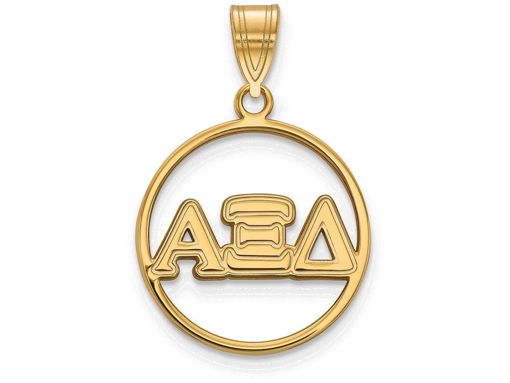 Logoart Sterling Silver Gp Alpha Xi Delta Medium Circle Pendant