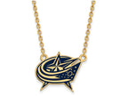 Sterling Silver Gp Nhl Logoart Columbus Blue Jackets Large  Enamel Pendant Necklace