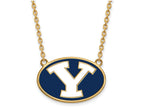 Logoart Sterling Silver Gp Brigham Young U Large  Enamel Pendant Necklace