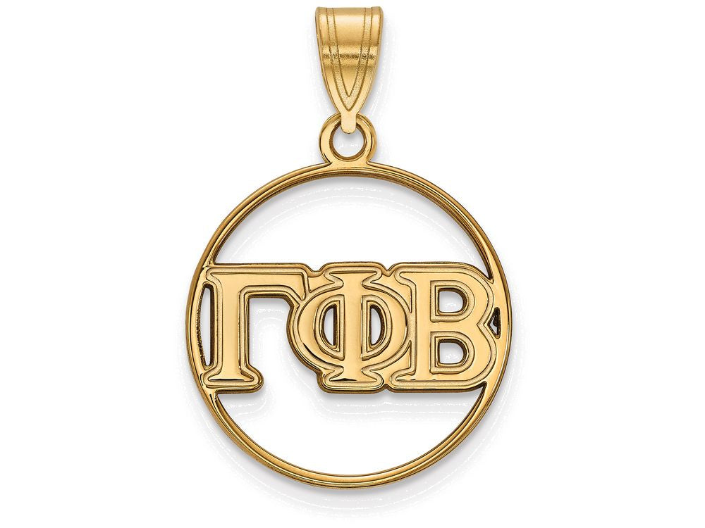 Logoart Sterling Silver Gp Gamma Phi Beta Medium Circle Pendant