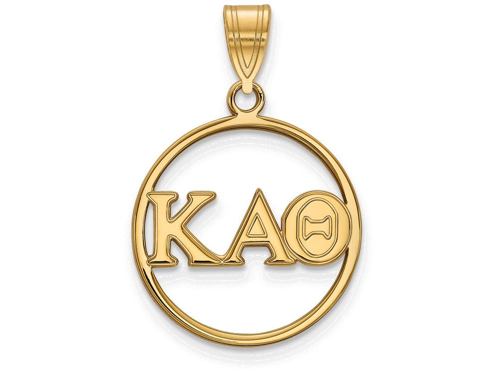 Logoart Sterling Silver Gp Kappa Alpha Theta Medium Circle Pendant
