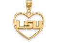 Logoart Sterling Silver Gp Louisiana State University Pendant In Heart