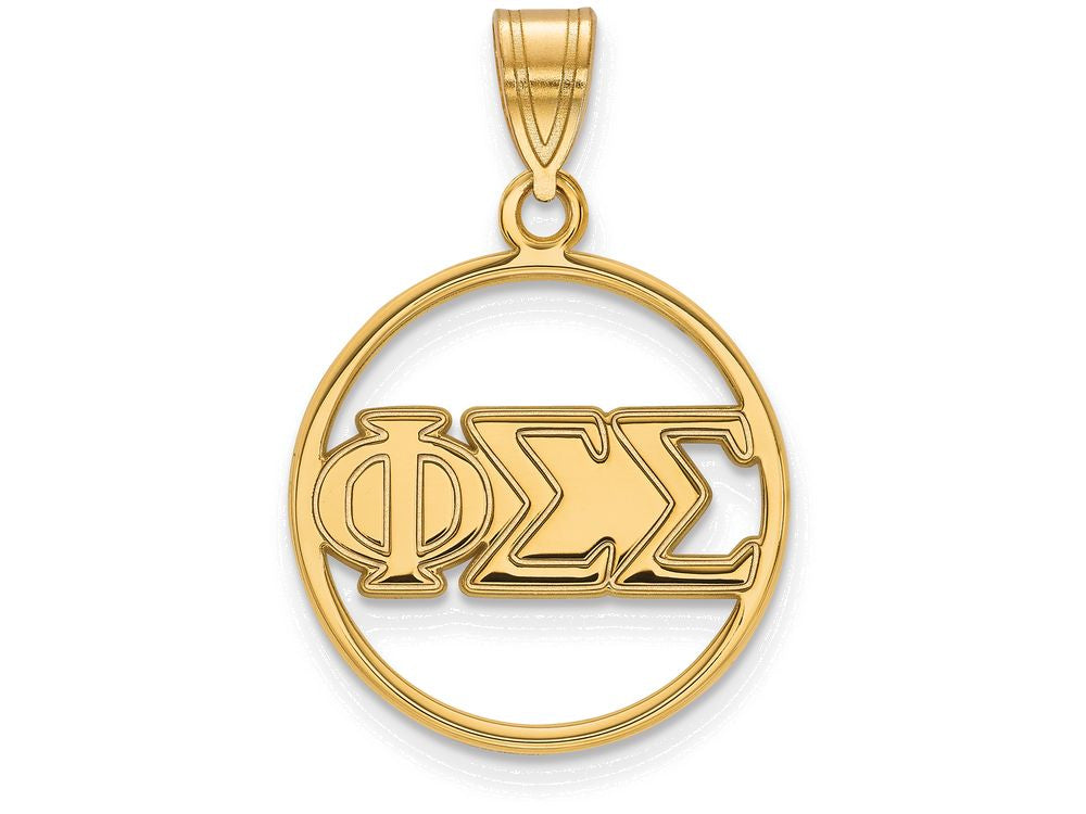 Logoart Sterling Silver Gp Phi Sigma Sigma Medium Circle Pendant