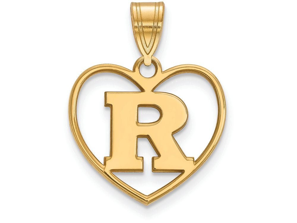 Logoart Sterling Silver Gp Rutgers Pendant In Heart