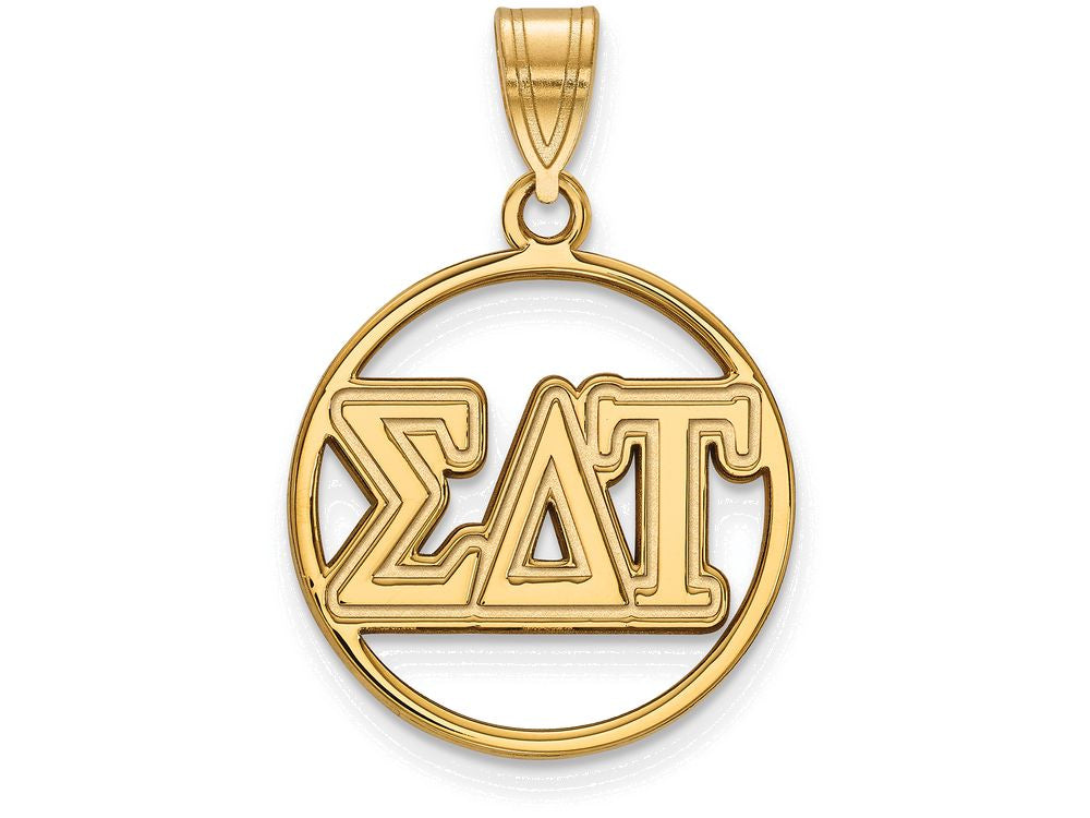 Logoart Sterling Silver Gp Sigma Delta Tau Medium Circle Pendant