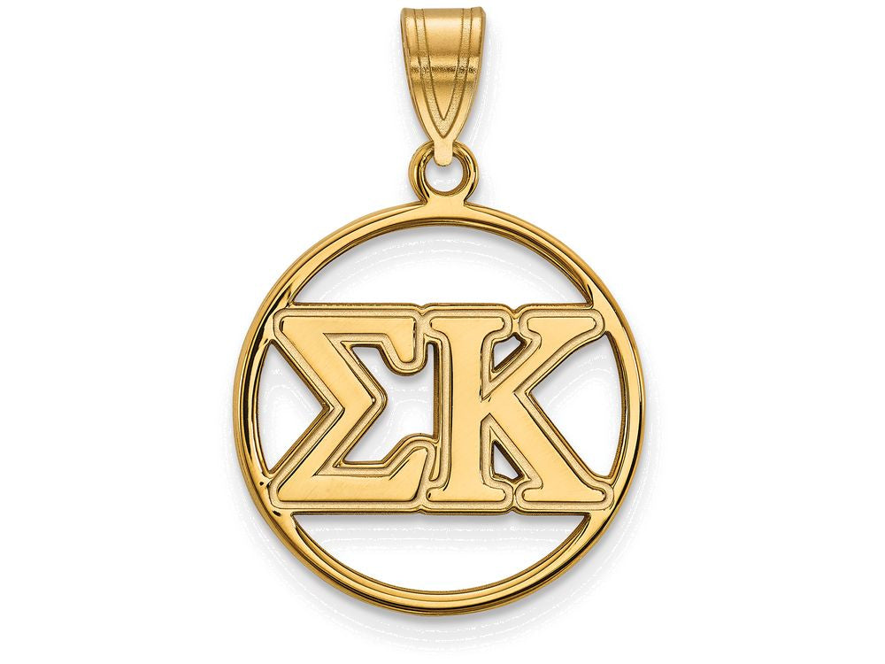 Logoart Sterling Silver Gp Sigma Kappa Medium Circle Pendant