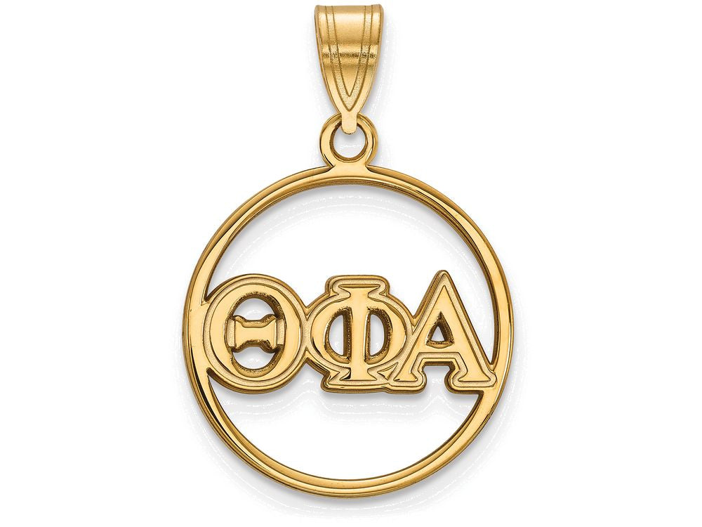 Logoart Sterling Silver Gp Theta Phi Alpha Medium Circle Pendant