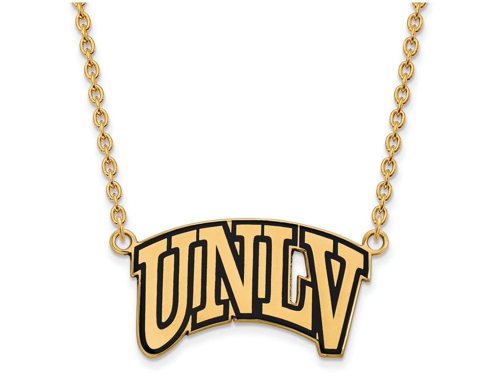 Logoart Sterling Silver Gp U Of Nevada Las Vegas Large  Enamel Pendant Necklace