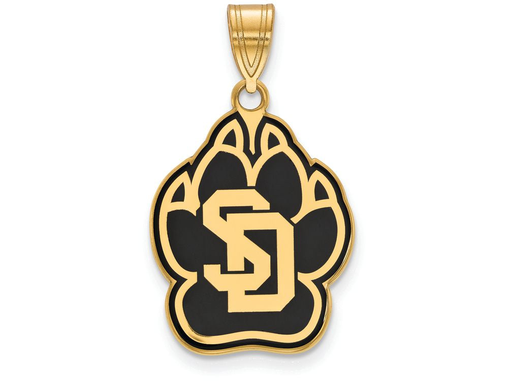 Logoart Sterling Silver Gp University Of South Dakota Large Enamel Pendant