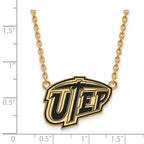 Logoart Sterling Silver Gp The U Of Texas At El Paso Large  Enamel Pendant Necklace