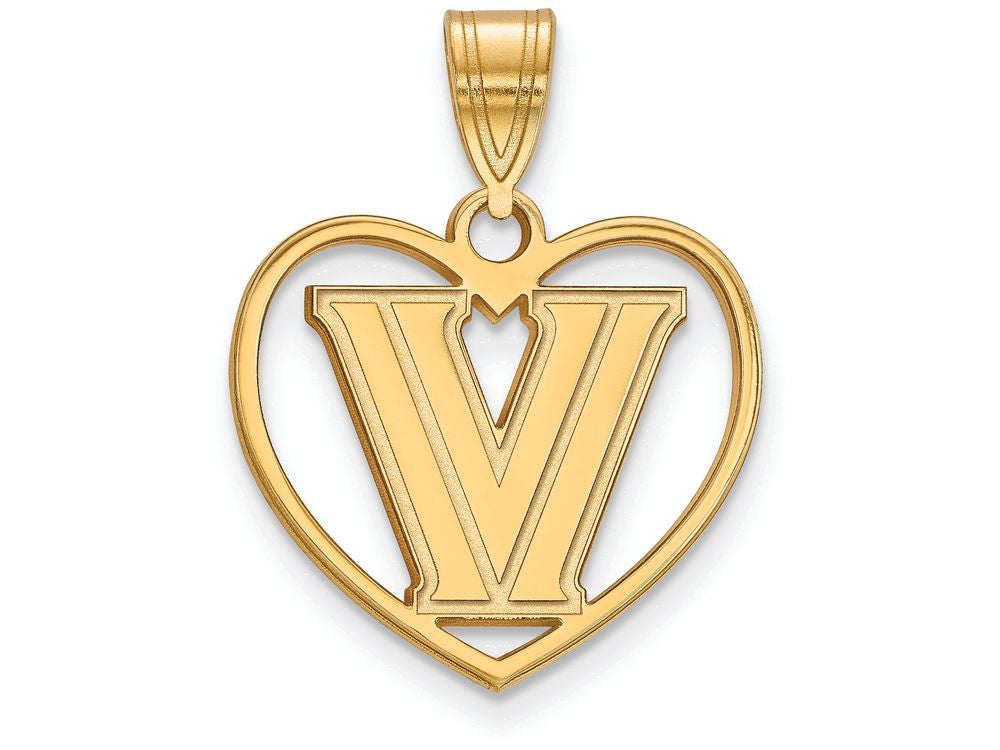 Logoart Sterling Silver Gp Villanova University Pendant In Heart