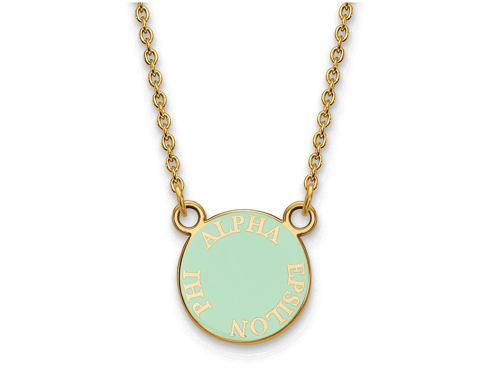 Logoart Sterling Silver Gp Alpha Epsilon Phi Extra Small Enamel Pendant Necklace
