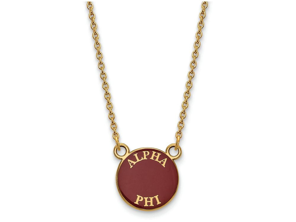 Logoart Sterling Silver Gp Alpha Phi Small Enamel Pendant Necklace