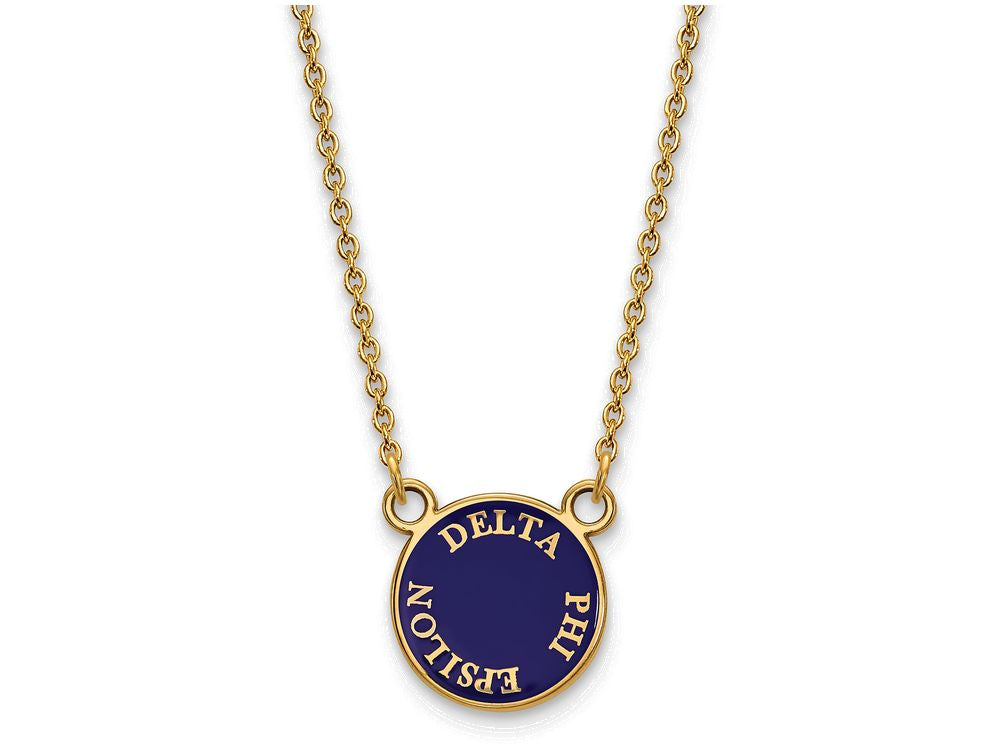 Logoart Sterling Silver Gp Delta Phi Epsilon Small Enamel Pendant Necklace