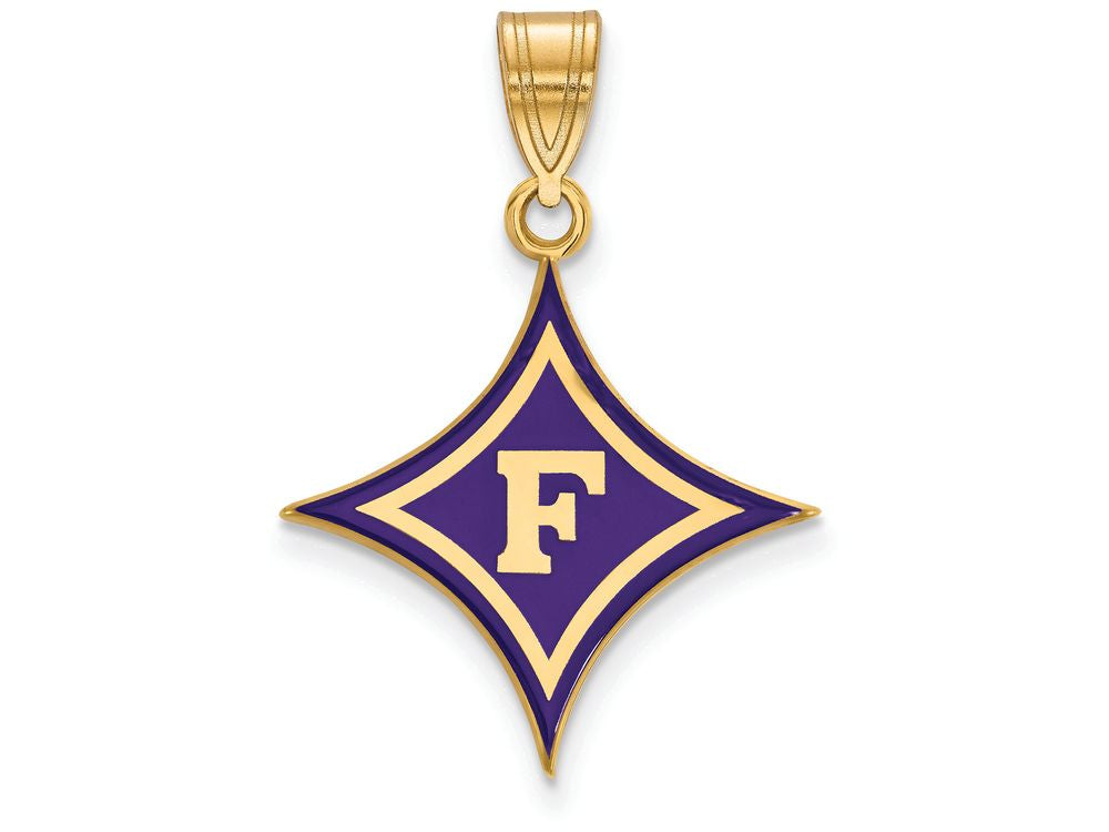 Logoart Sterling Silver Gp Furman University Large Enamel Pendant