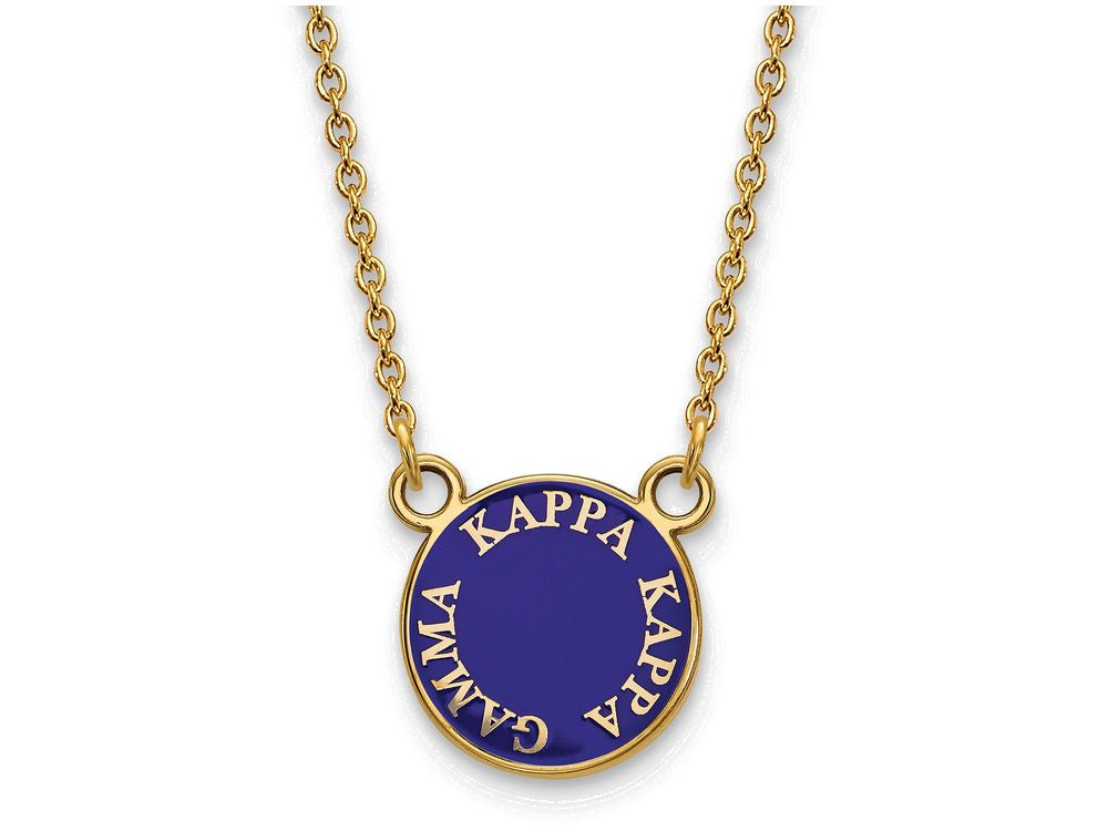 Logoart Sterling Silver Gp Kappa Kappa Gamma Small Enamel Pendant Necklace