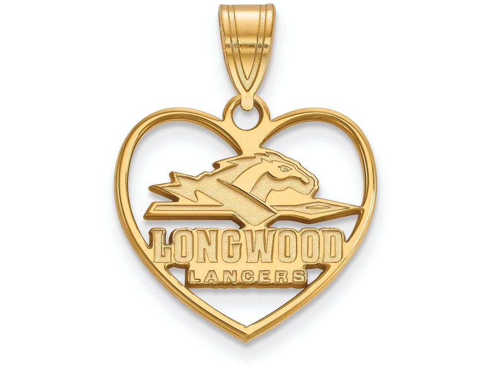 Logoart Sterling Silver Gp Longwood University Pendant In Heart