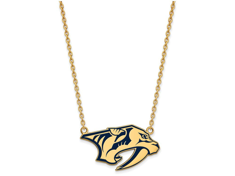 Sterling Silver Gp Nhl Logoart Nashville Predators Large  Enamel Pendant Necklace
