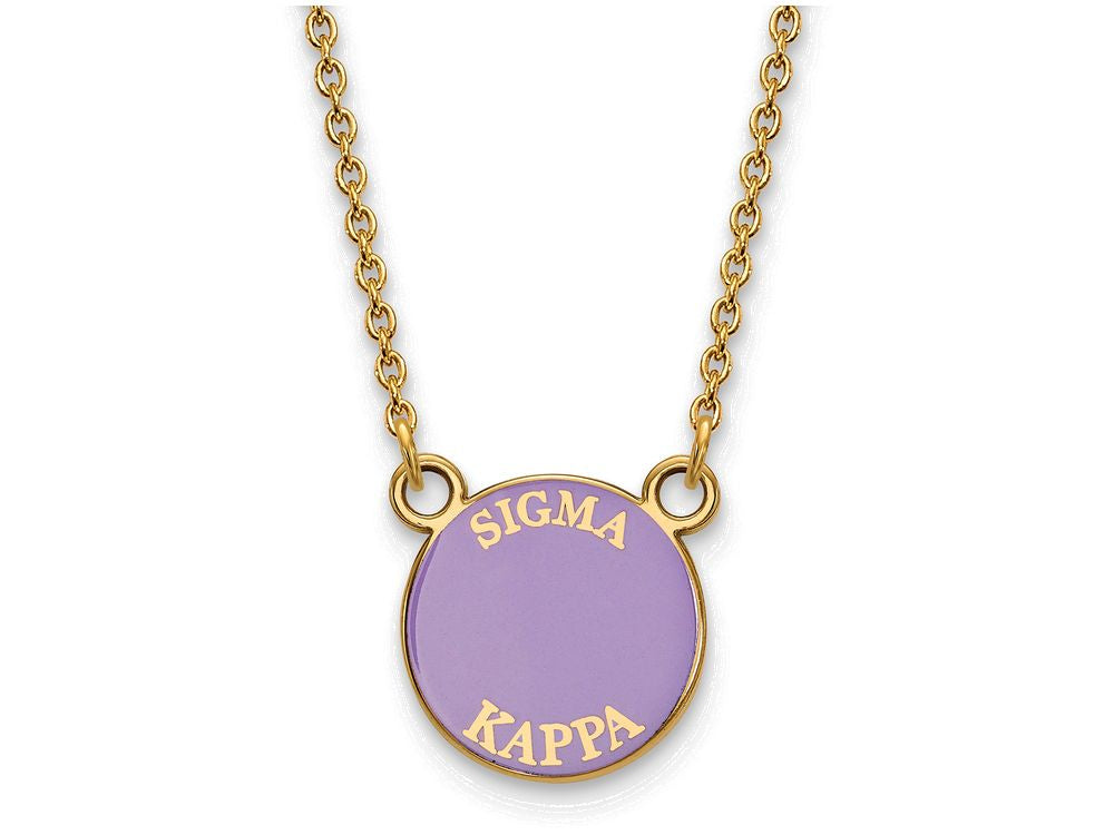 Logoart Sterling Silver Gp Sigma Kappa Small Enamel Pendant Necklace