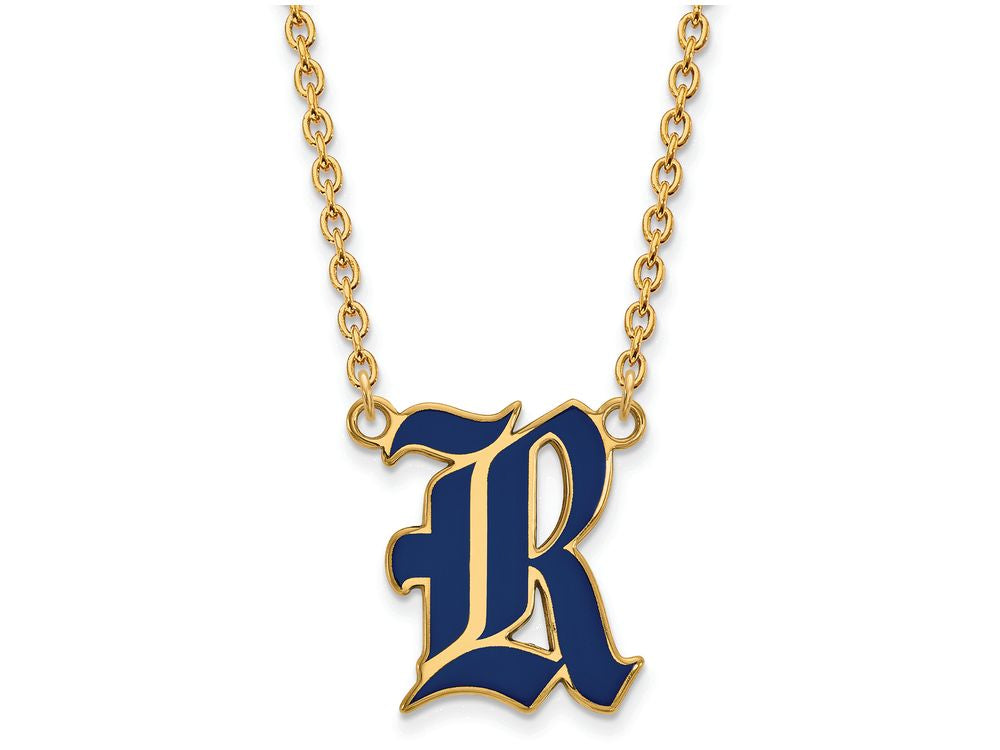 Logoart Sterling Silver Gp Rice University Large  Enamel Pendant Necklace