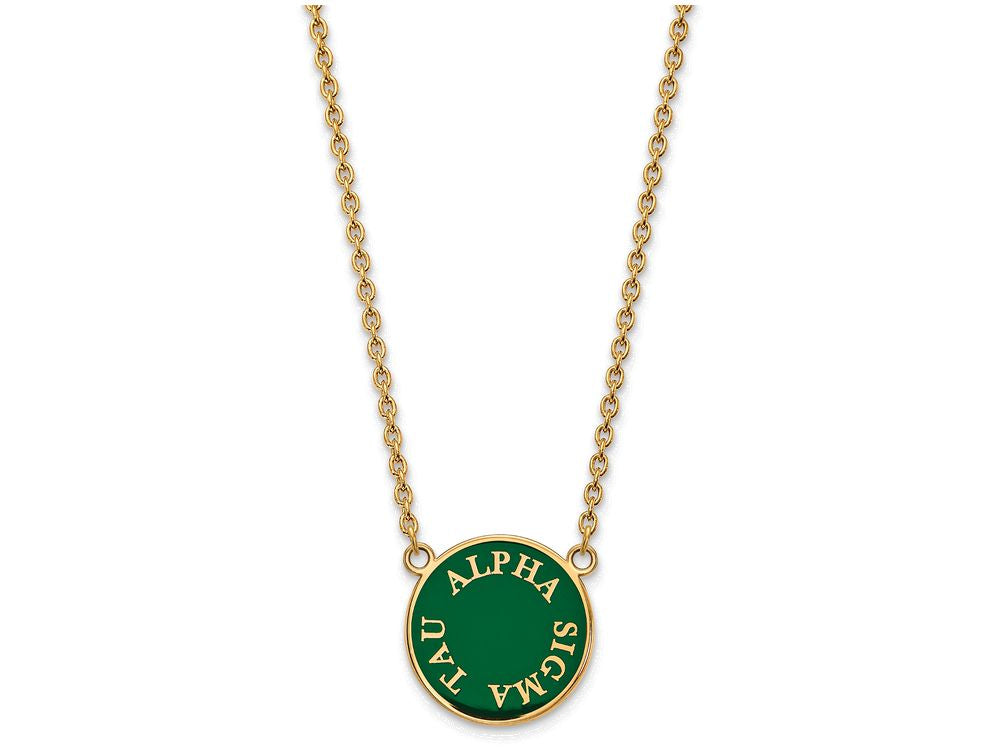 Logoart Sterling Silver Gp Alpha Sigma Tau Large Enamel Pendant Necklace