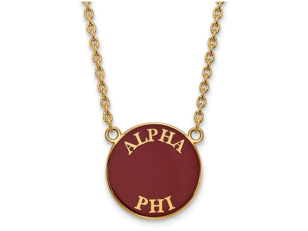 Logoart Sterling Silver Gp Alpha Phi Large Enamel Pendant Necklace