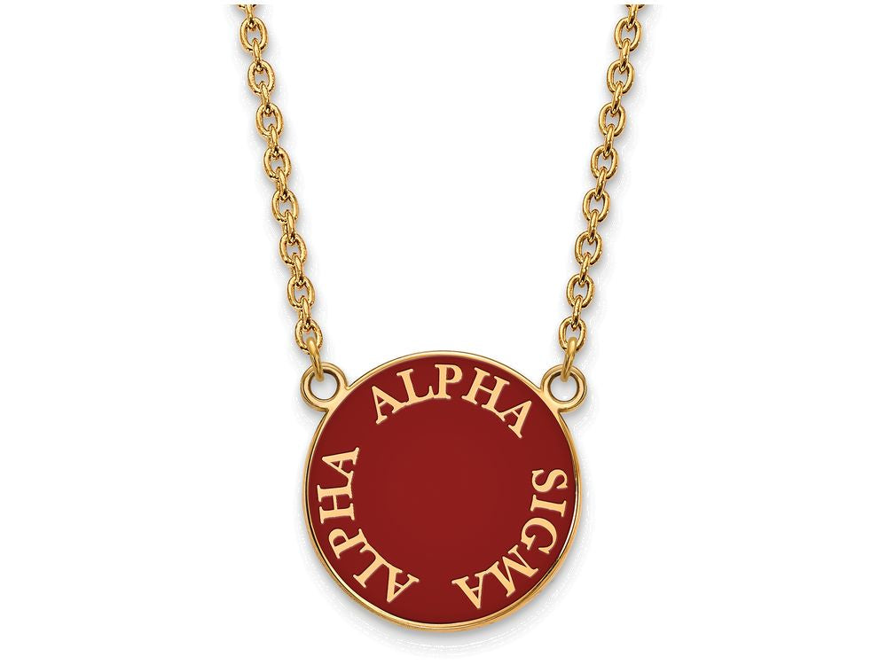 Logoart Sterling Silver Gp Alpha Sigma Alpha Large Enamel Pendant Necklace