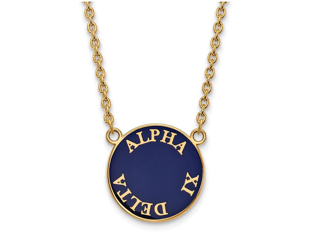 Logoart Sterling Silver Gp Alpha Xi Delta Large Enamel Pendant Necklace