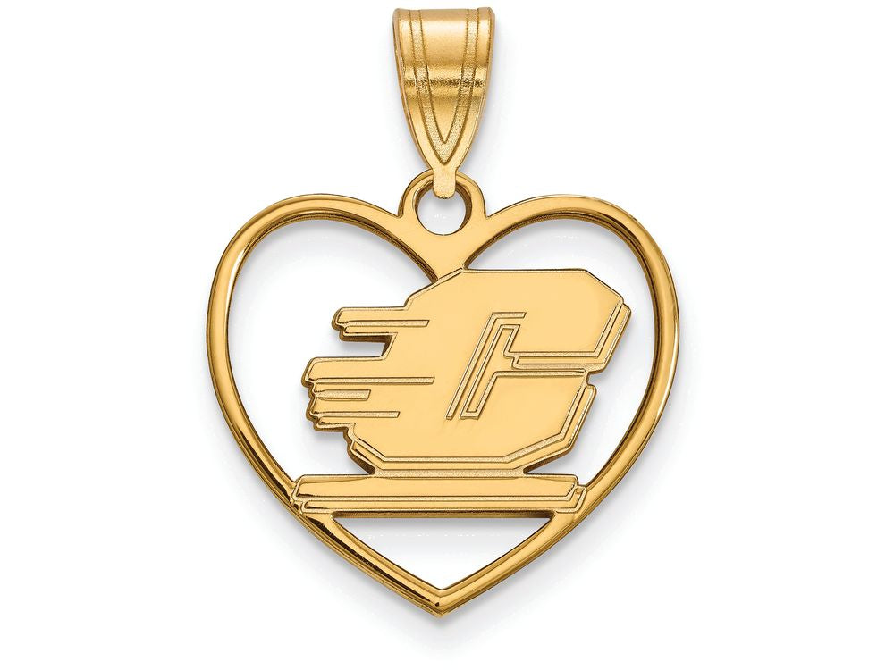Logoart Sterling Silver Gp Central Michigan University Pendant In Heart